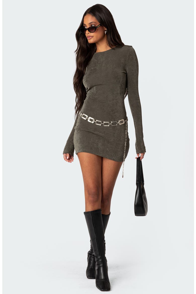 Alaric Open Back Long Sleeve Minidress, Alternate, color, OLIVE