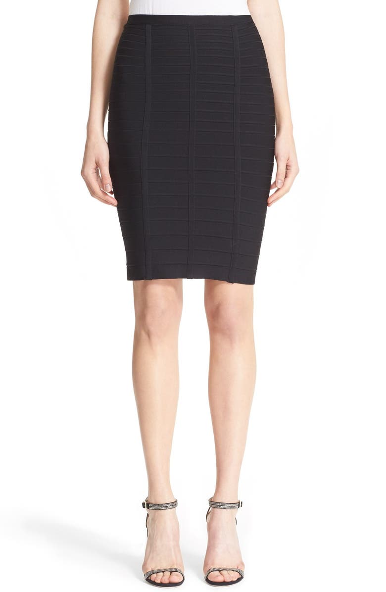 Herve Leger Bandage Pencil Skirt, Main, color, Black