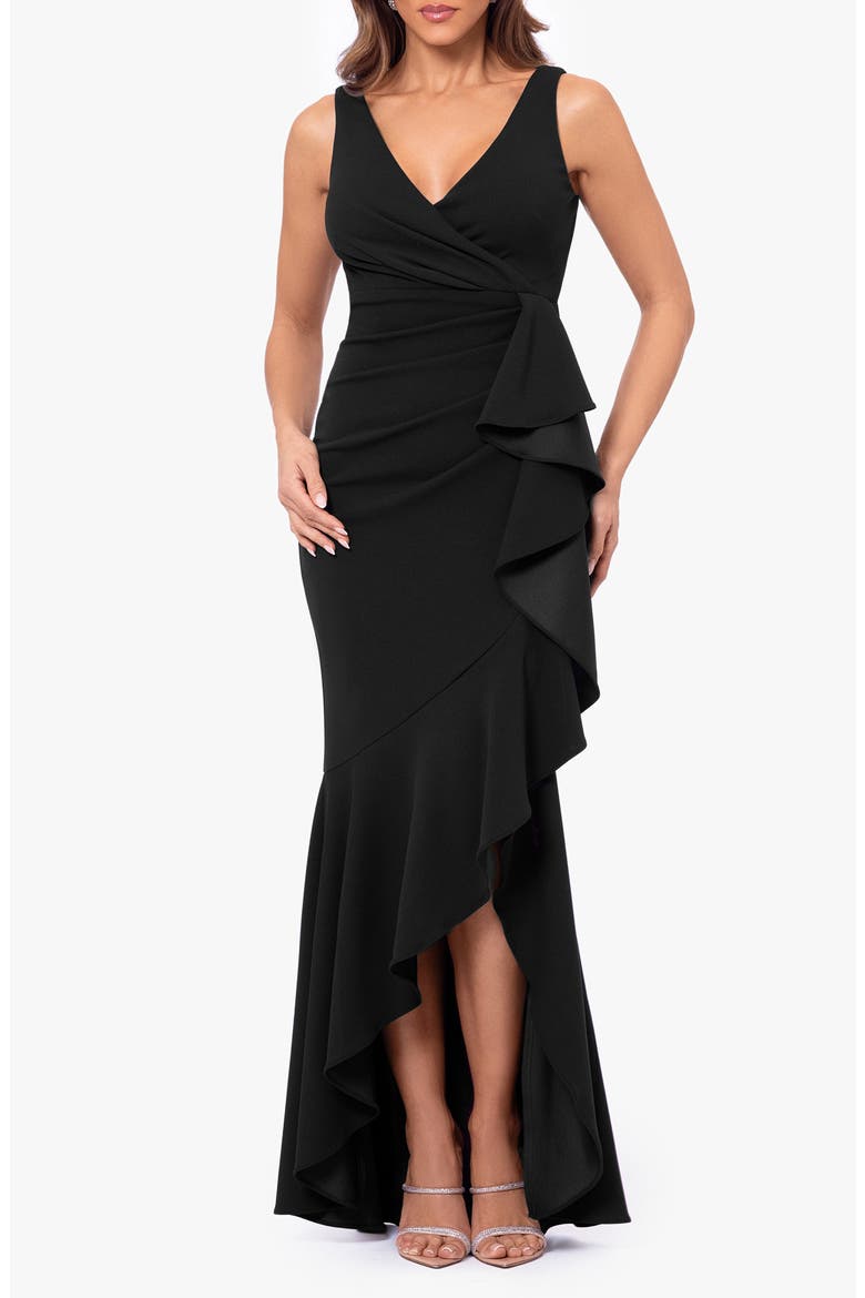 V-Neck Cascade Ruffle High-Low Gown video