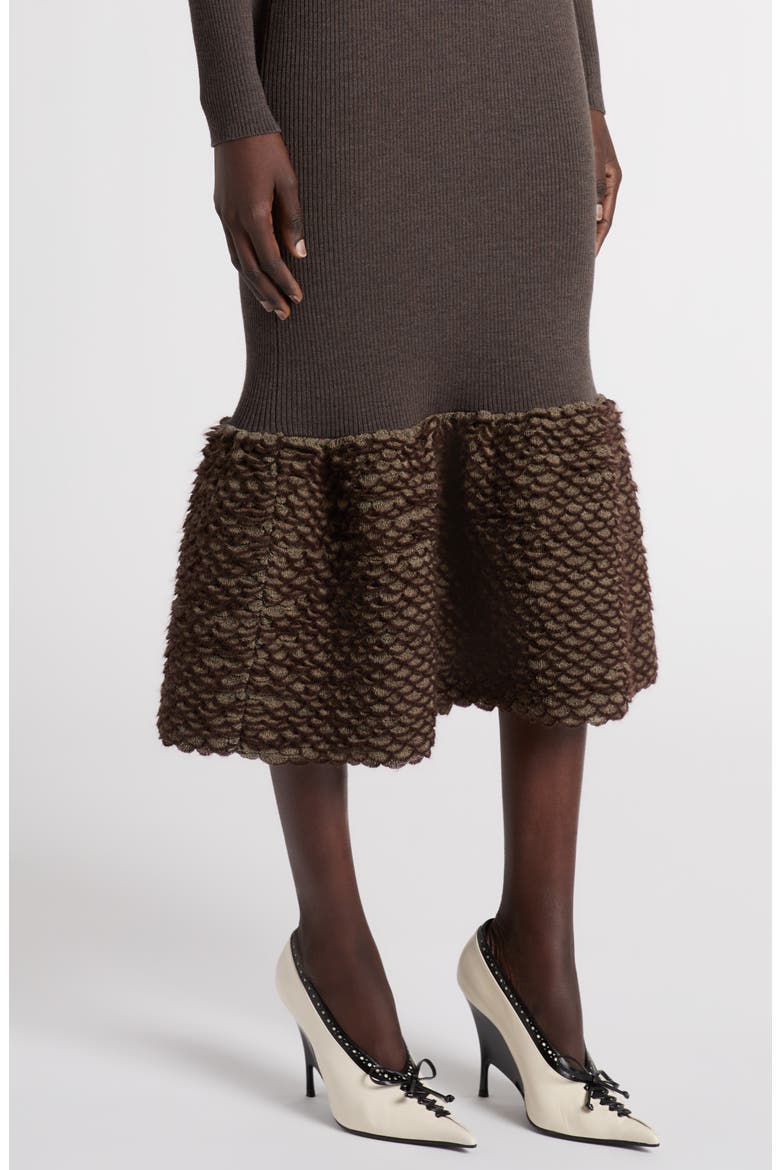 Ribbed Wool Blend Midi Dress, Alternate, color, DARK BROWN