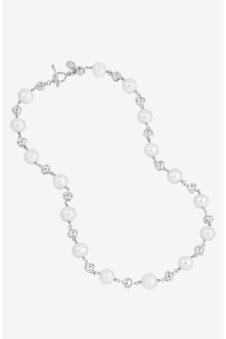 Nugget & White Freshwater Pearl Necklace, Alternate, color, Sterling Silver