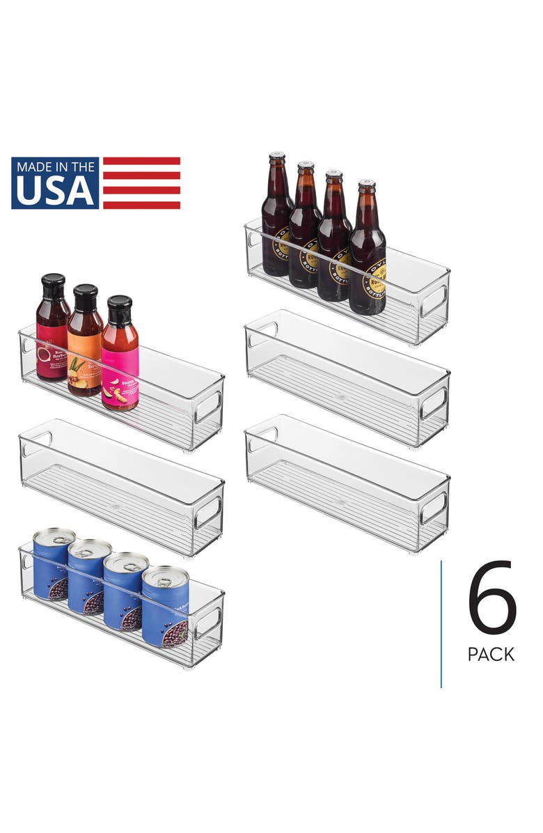 iDesign Stackable Fridge Bin with Handles - Kitchen Bin for Pantry or Cabinets, Set of 6, Clear, Alternate, color, Clear