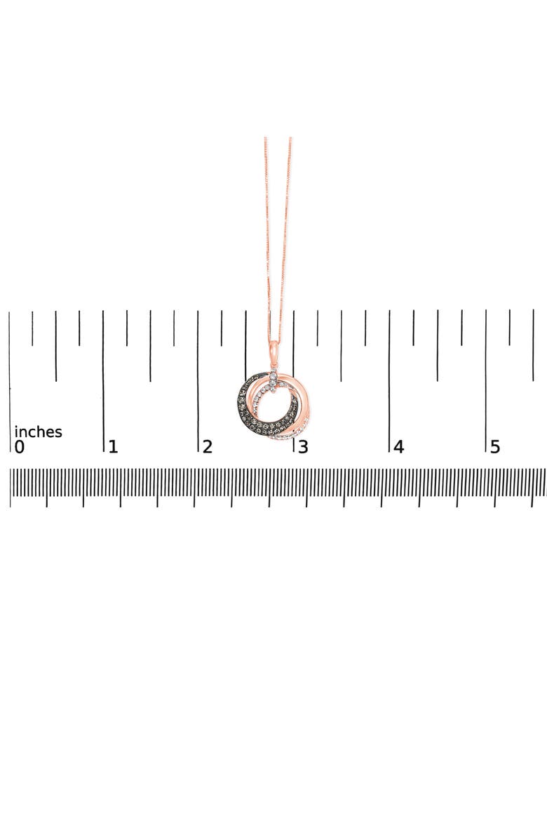 14K Rose Gold 3/4 Cttw Brown and White Diamond Interlocking Circle Hoop Pendant, Alternate, color, Pink