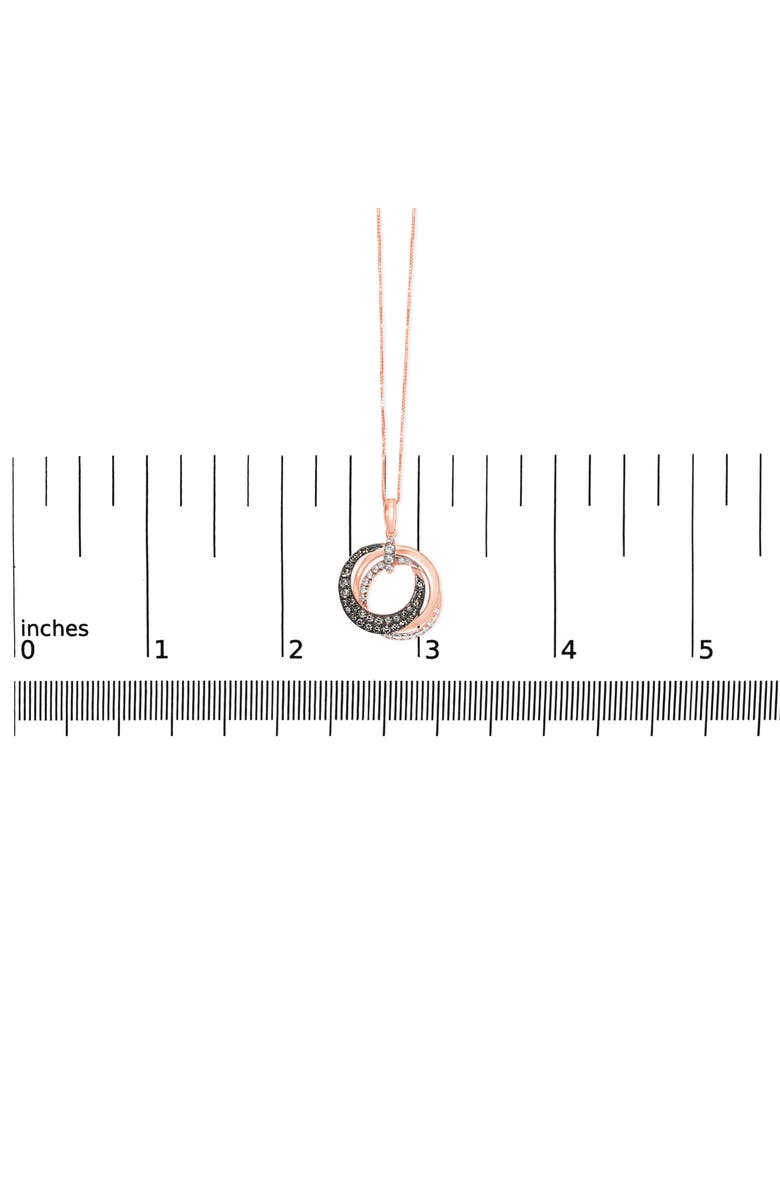 Haus of Brilliance 14K Rose Gold 3/4 Cttw Brown and White Diamond Interlocking Circle Hoop Pendant, Alternate, color, Pink