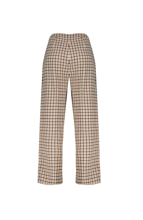 Ivonne Wide Capri Check Pants With Side Pockets In Sand