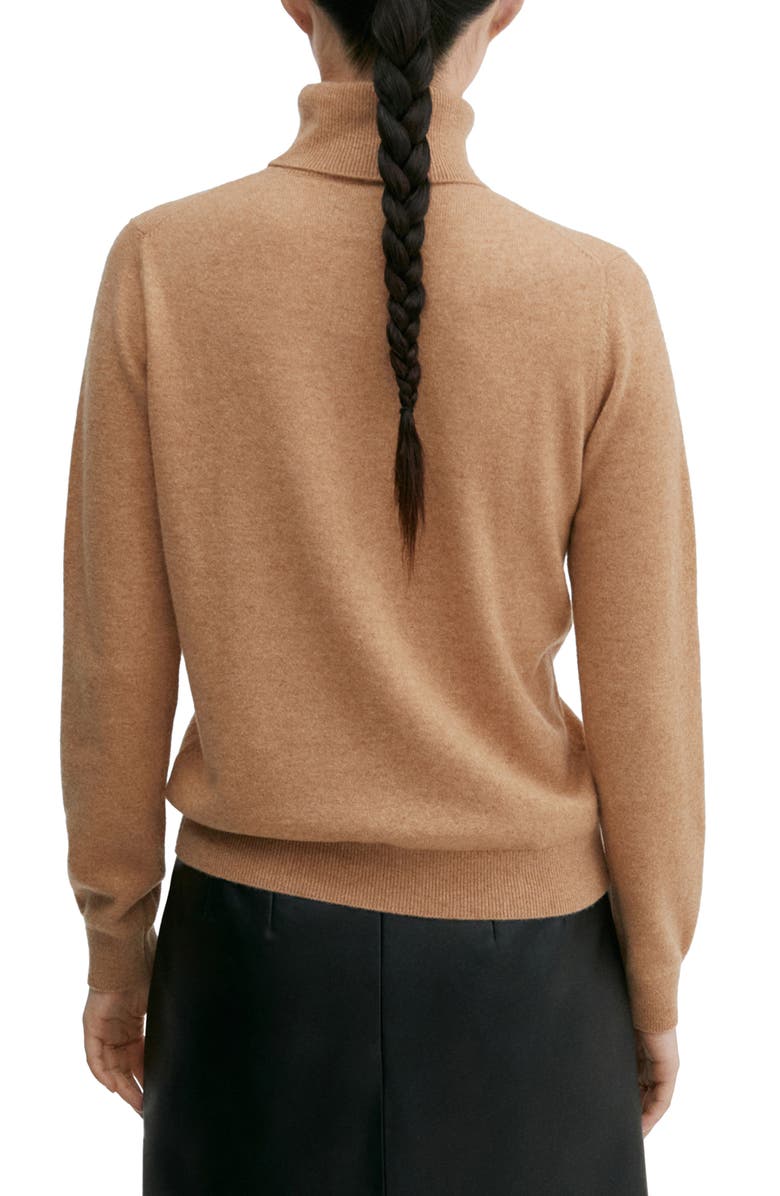 MANGO Turtleneck Cashmere Sweater, Alternate, color, Medium Brown