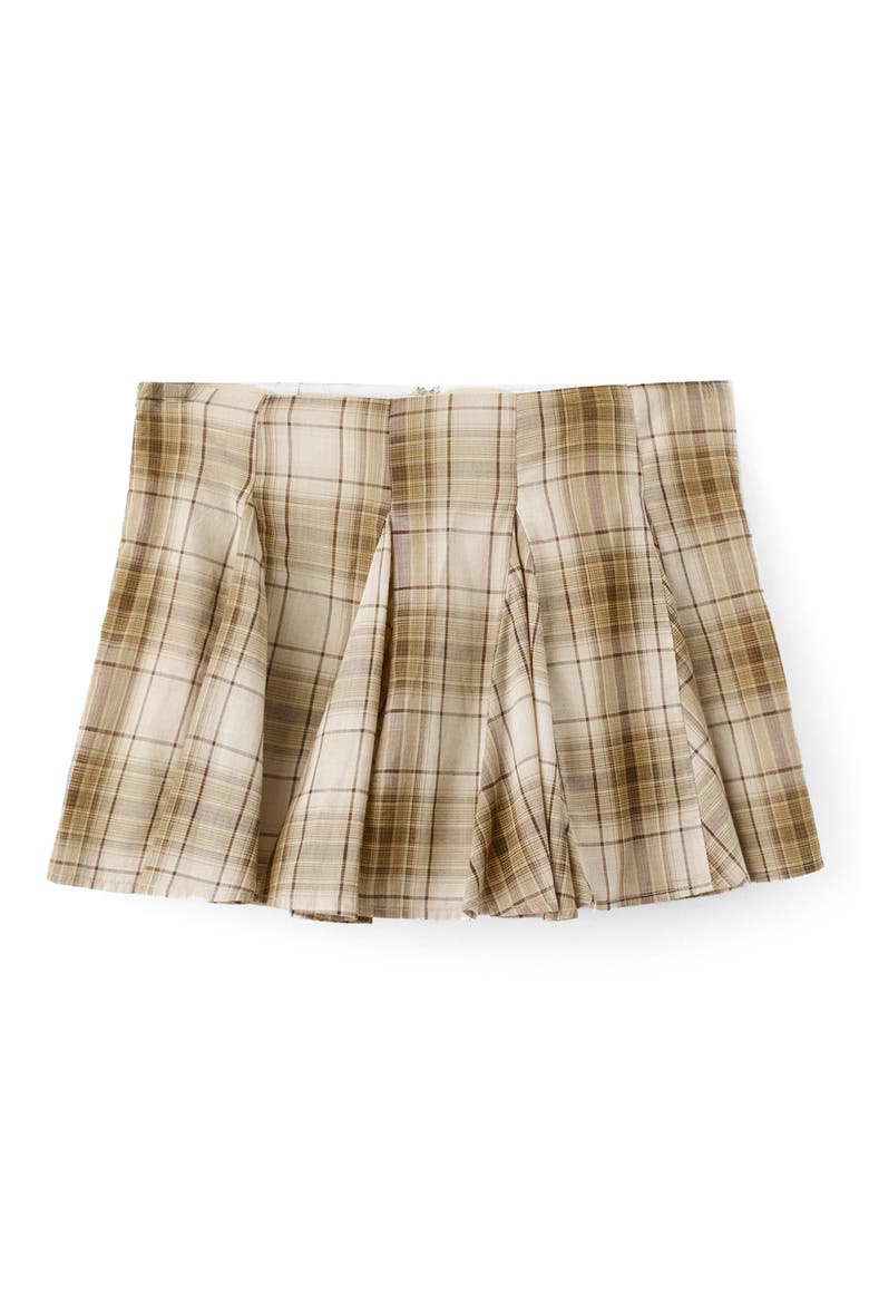 Pleated Check Miniskirt, Main, color, BROWN