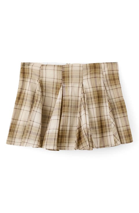 Pleated Check Miniskirt