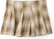 MANGO Pleated Check Miniskirt