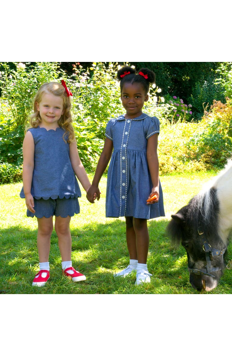 Rachel Riley Chambray Scalloped Set, Alternate, color, Navy