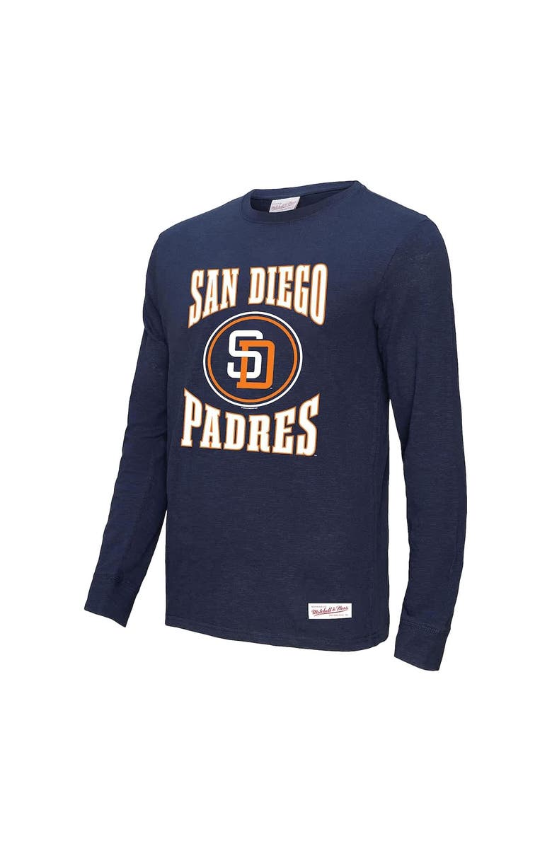Mitchell & Ness Men's Mitchell & Ness Navy San Diego Padres Arched Logo Slub Long Sleeve T-Shirt, Alternate, color, 