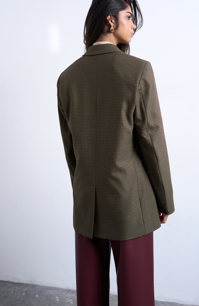 Topshop Oversize Houndstooth Blazer, Alternate, color, Medium Green