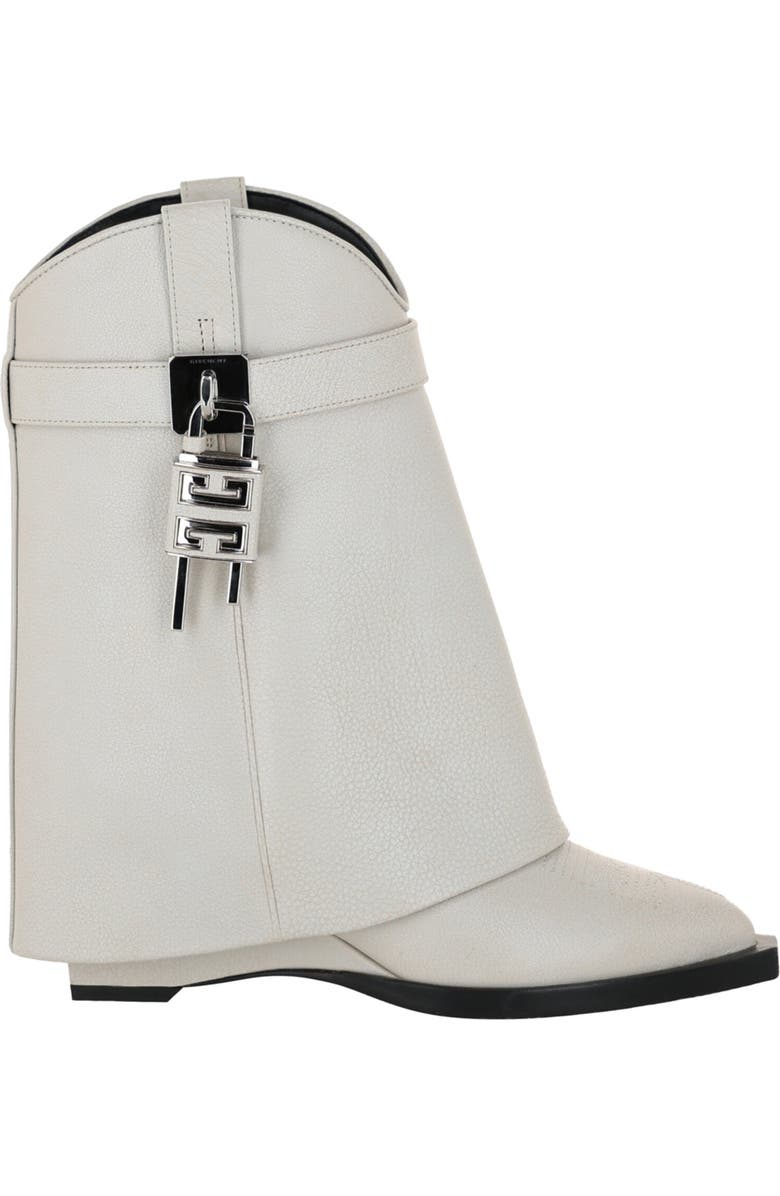 Givenchy Shark Lock Leather Cowboy Boot, Alternate, color, Ivory