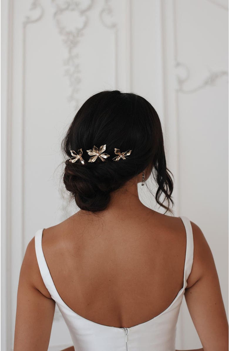 Untamed Petals Comet Pearl Pins, Alternate, color, Gold