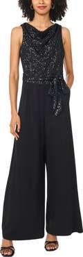 Vince Camuto Sequin Cowl Neck Wide Leg Jumpsuit