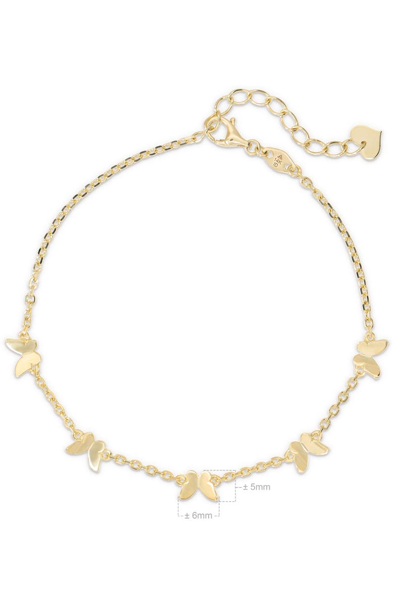 Butterfly Chain Bracelet in 14K Gold, 5mm, Alternate, color, Yellow Gold
