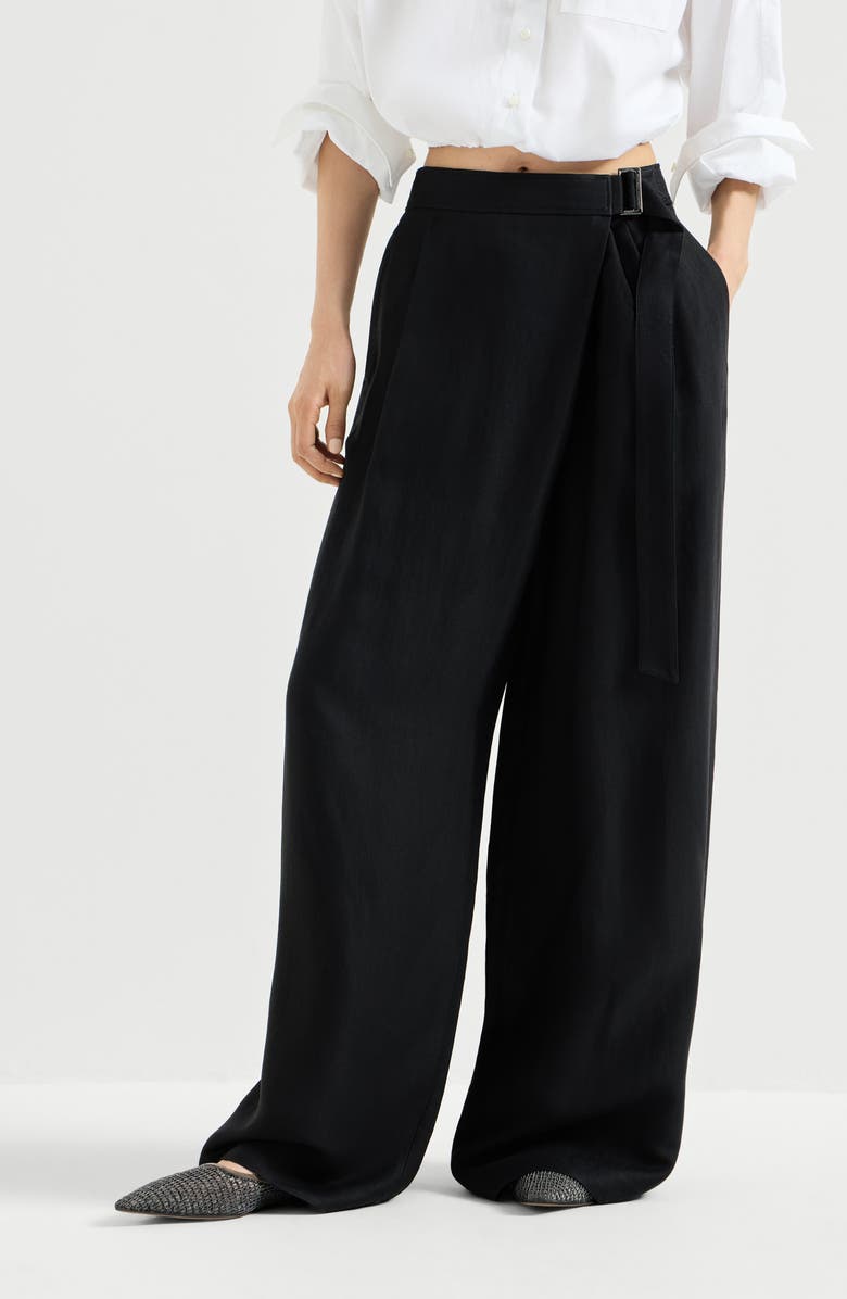 Brunello Cucinelli Sartorial wrap trousers, Alternate, color, Black