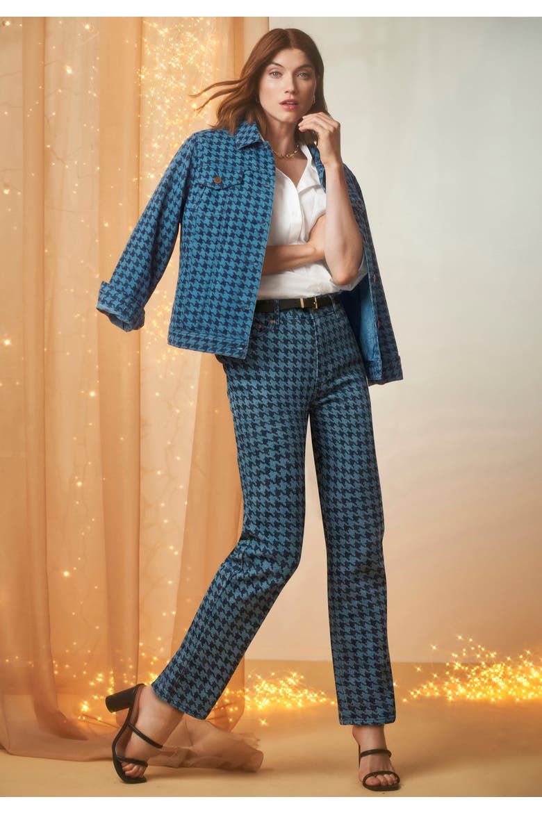 Classic Cotton Denim Jacket, Alternate, color, DENIM HOUNDSTOOTH