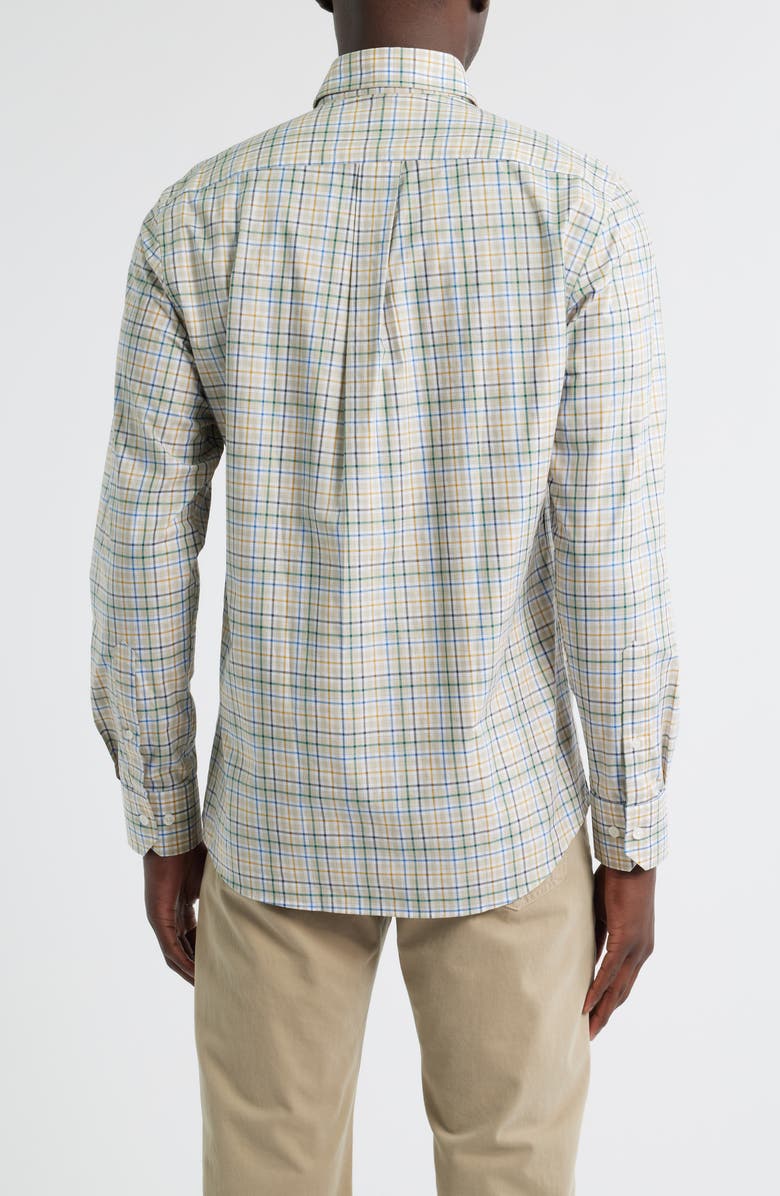 Scott Barber Regular Fit Plaid Cotton Mélange Button-Up Shirt, Alternate, color, Khaki