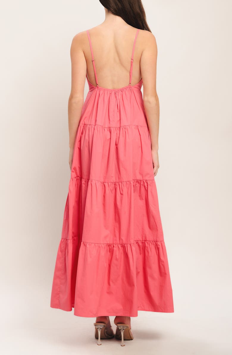 FLYING TOMATO Sleeveless Tiered Maxi Dress, Alternate, color, Coral