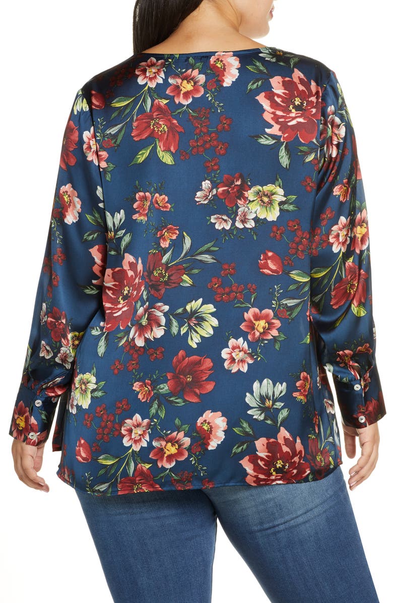 DR2 by Daniel Rainn Daniel Rainn Floral Satin Blouse, Alternate, color, 