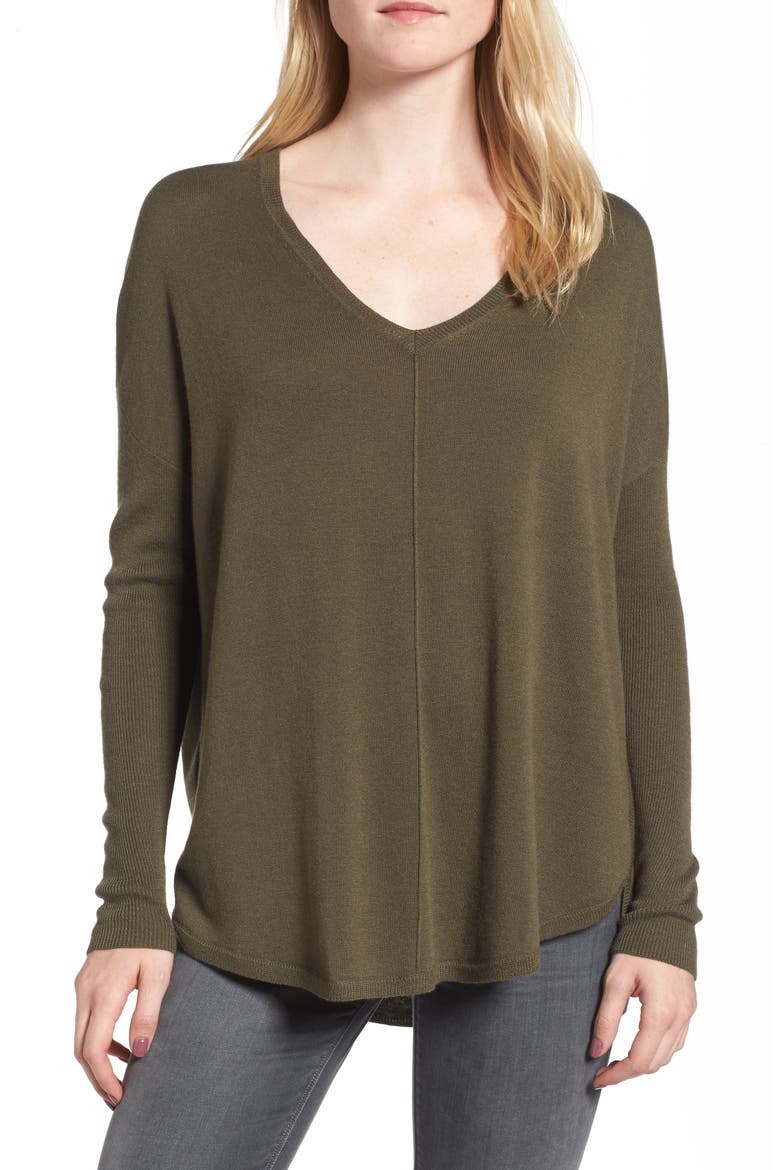 Everyday V-Neck Sweater, Main, color, OLIVE SARMA