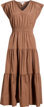 Nordstrom Tiered Poplin Maxi Dress