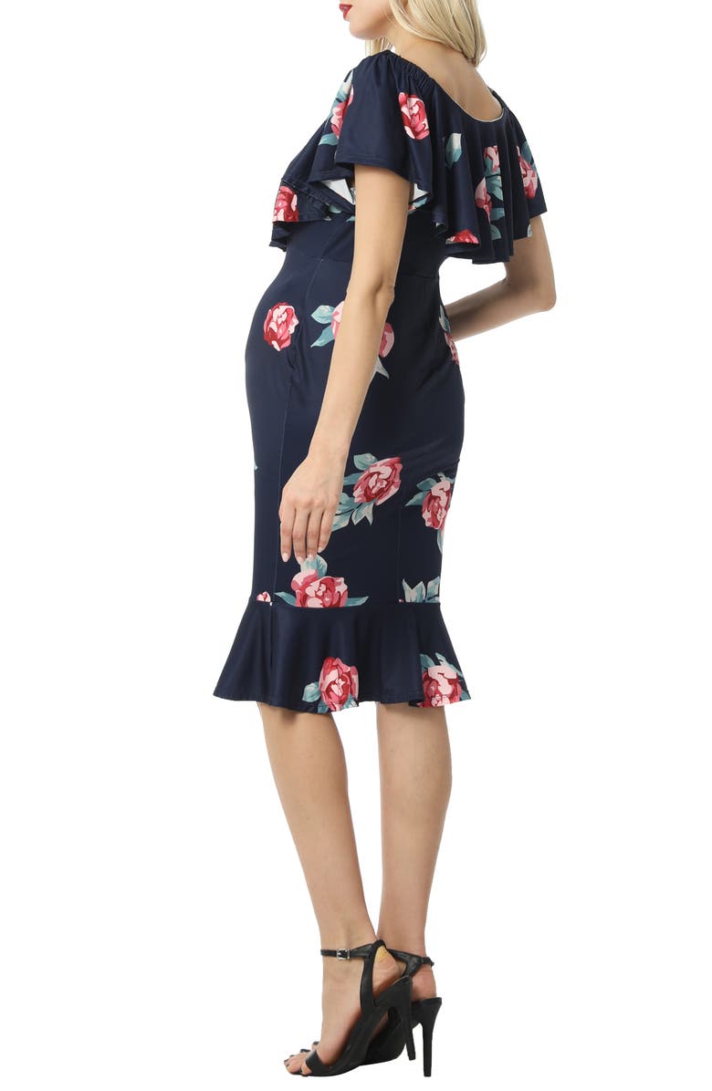 Kimi and Kai Shyna Off the Shoulder Maternity Dress, Alternate, color, Navy