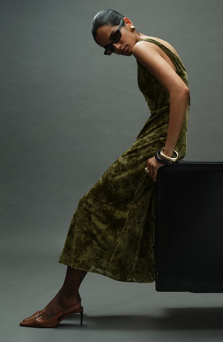 MANGO Floral Burnout Sleeveless Maxi Dress, Alternate, color, Pastel Green