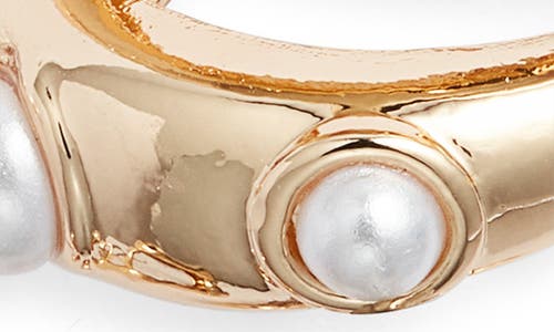 Open Edit Set Of 4 Cultured Pearl Ear Cuffs & Hoop Earrings In Gold
