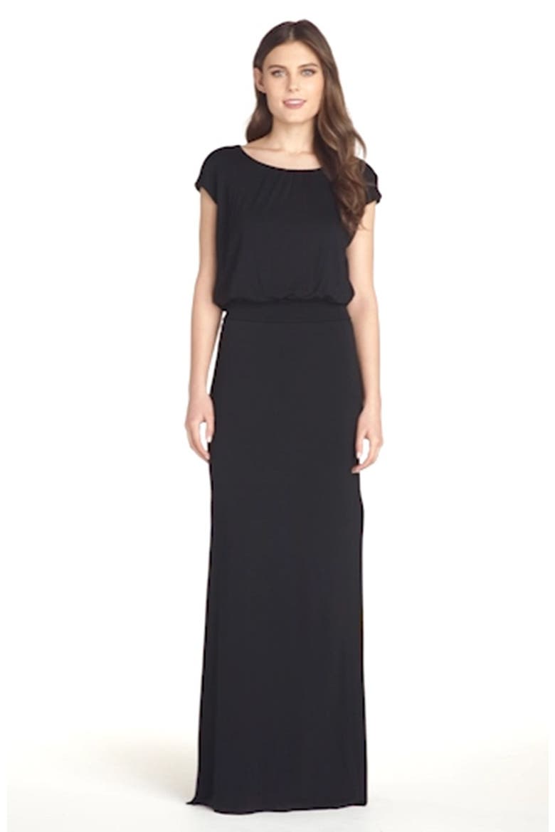 'Vienna' Blouson Maxi Dress (Nordstrom Exclusive), Alternate, color, BLACK