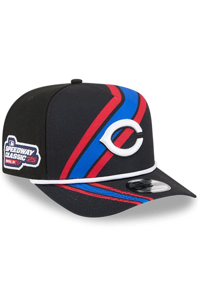 New Era Youth New Era Black Cincinnati Reds 2025 MLB Speedway Classic Fashion Pack A-Frame 9FIFTY Snapback Hat, Main, color, 