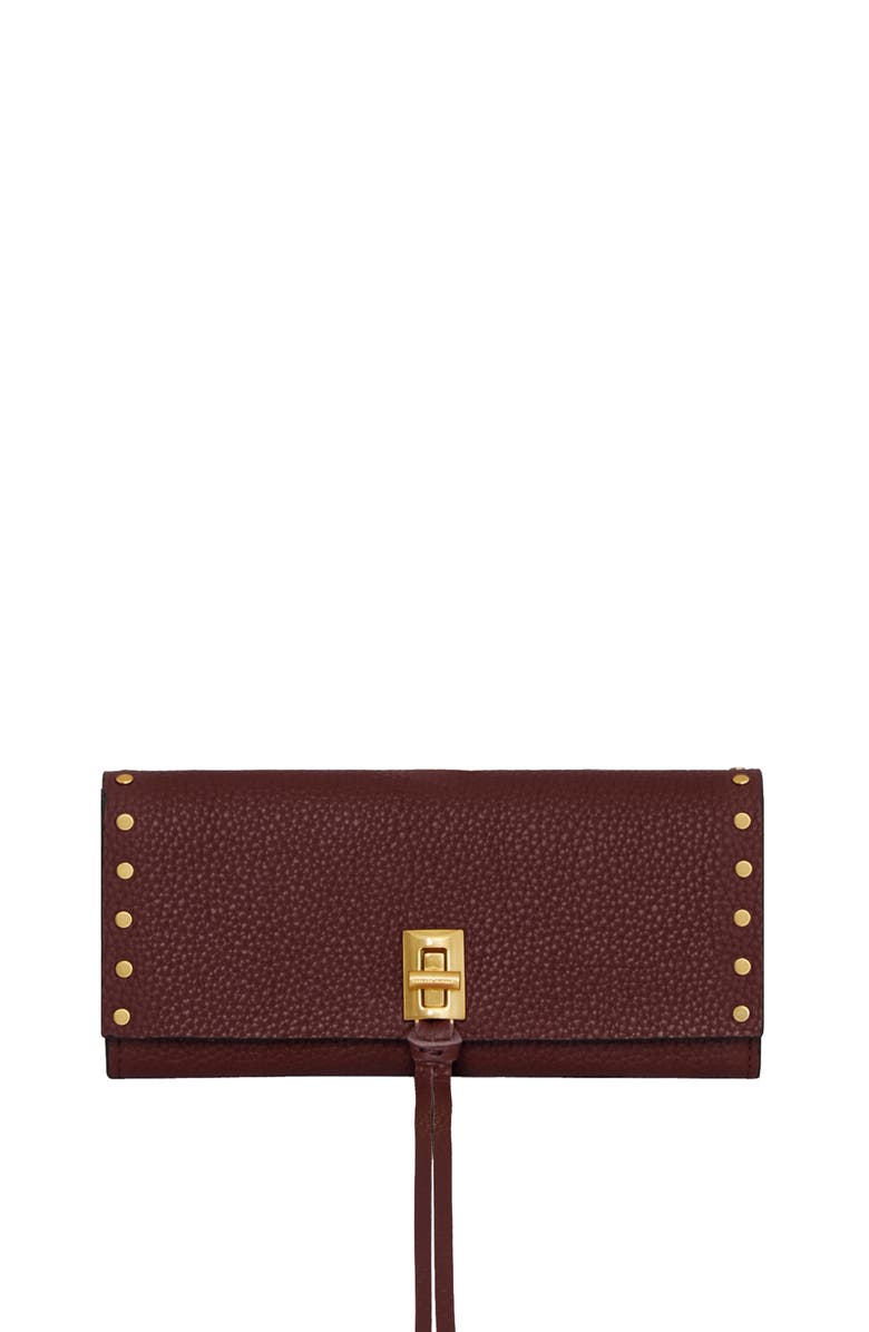 Rebecca Minkoff Darren Leather Continental Wallet, Main, color, Cherrywood