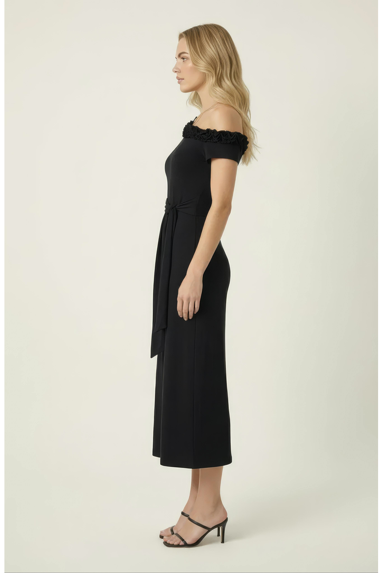One Shoulder Midi Dress, Alternate, color, Black