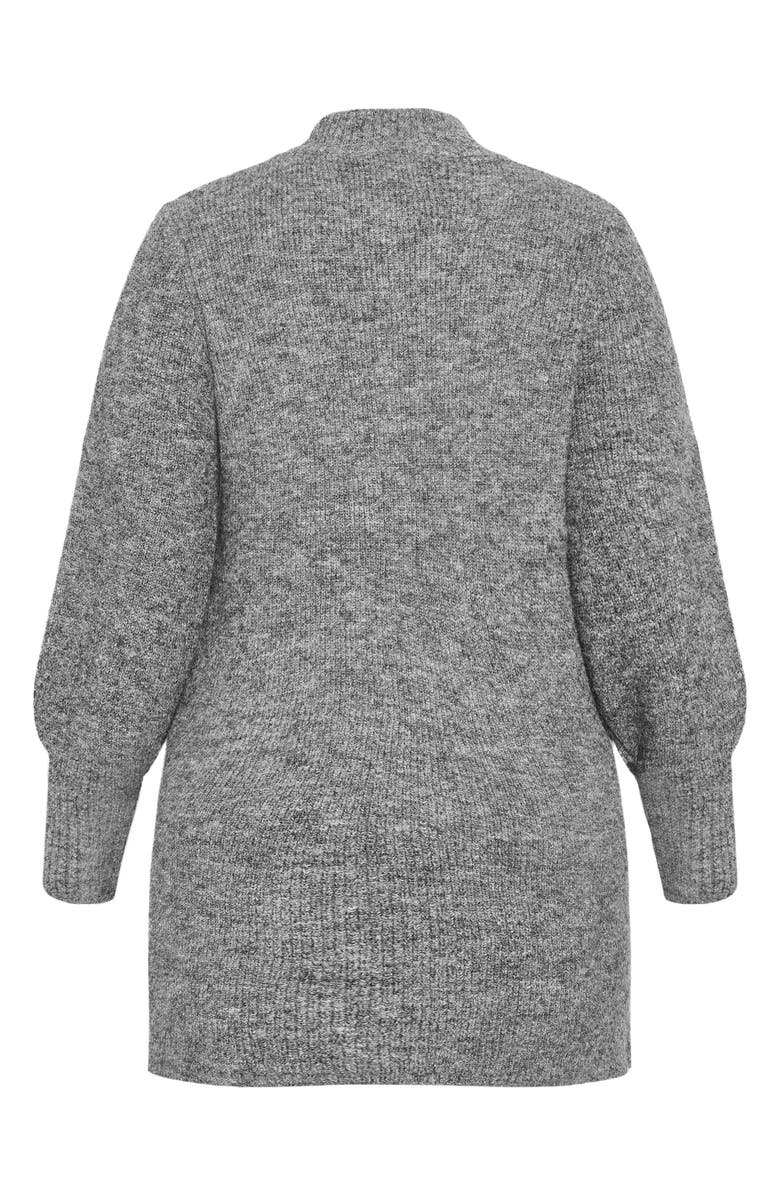 City Chic Dallas Rib Mock Neck Longline Sweater, Alternate, color, Grey Marle