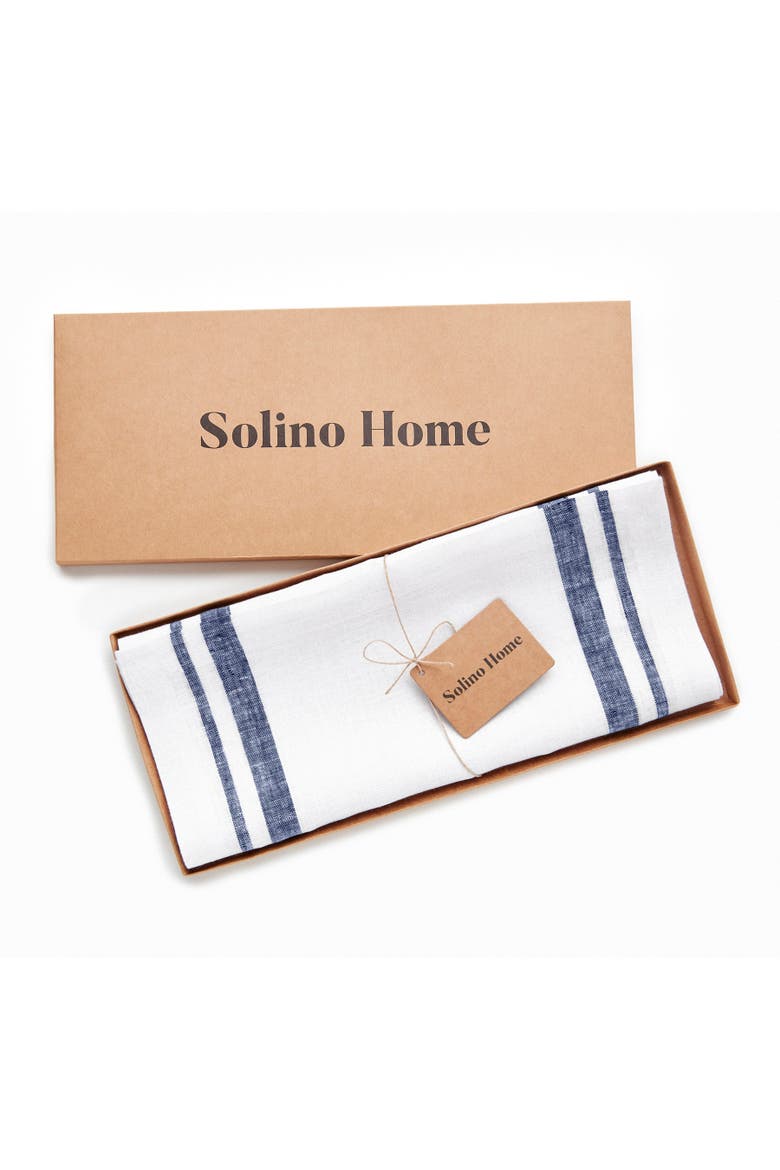 Linen Placemats Set of 4, 14 x 19" - French Stripe, Alternate, color, Navy and White
