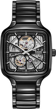 RADO True Square Automatic Open Heart Ceramic Bracelet Watch, 38mm