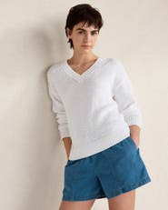 Haven Well Within Cotton Blend Tape Yarn V-Neck Sweater