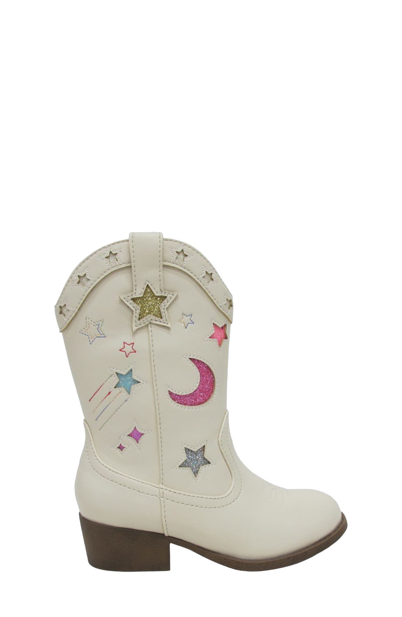 JELLYPOP Kids' Veronika Western Boot, Alternate, color, Off White Multi