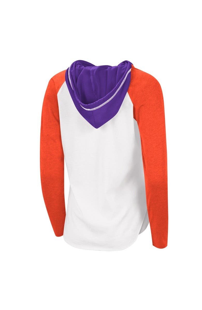 G-III 4HER BY CARL BANKS Women's G-III 4Her by Carl Banks White/Heathered Orange Clemson Tigers From the Sideline Raglan Hoodie Long Sleeve T-Shirt, Alternate, color, 