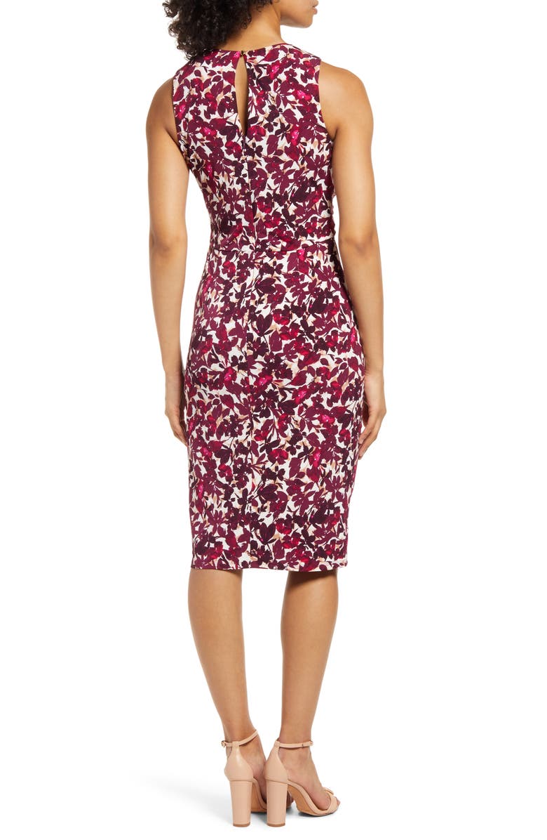 Vince Camuto Floral Print Ruched Body-Con Dress, Alternate, color, 