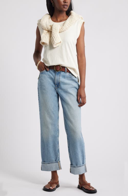 Treasure & Bond Pleat Back Cotton Muscle Tank In Neutral