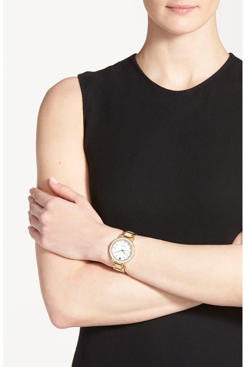 'gramercy grand' mother-of-pearl bracelet watch, 38mm, Alternate, color, GOLD/ WHITE
