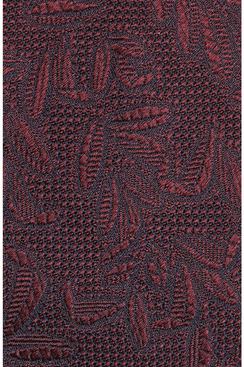 Leaf Silk Jacquard Tie, Alternate, color, BURGUNDY