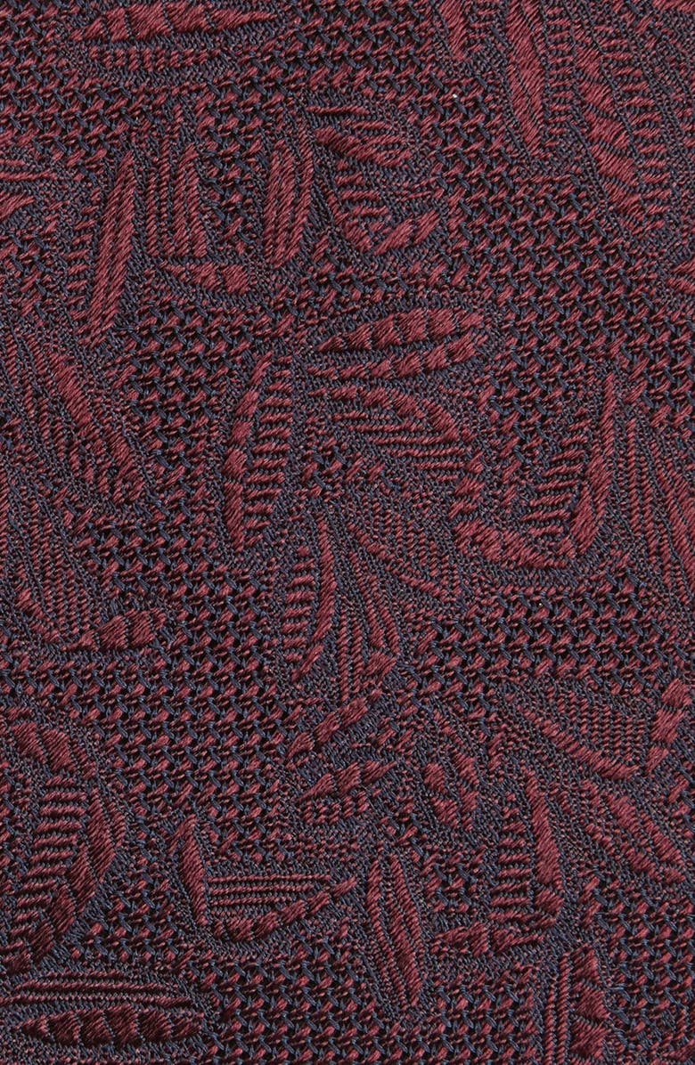 ZEGNA TIES Leaf Silk Jacquard Tie, Alternate, color, Burgundy