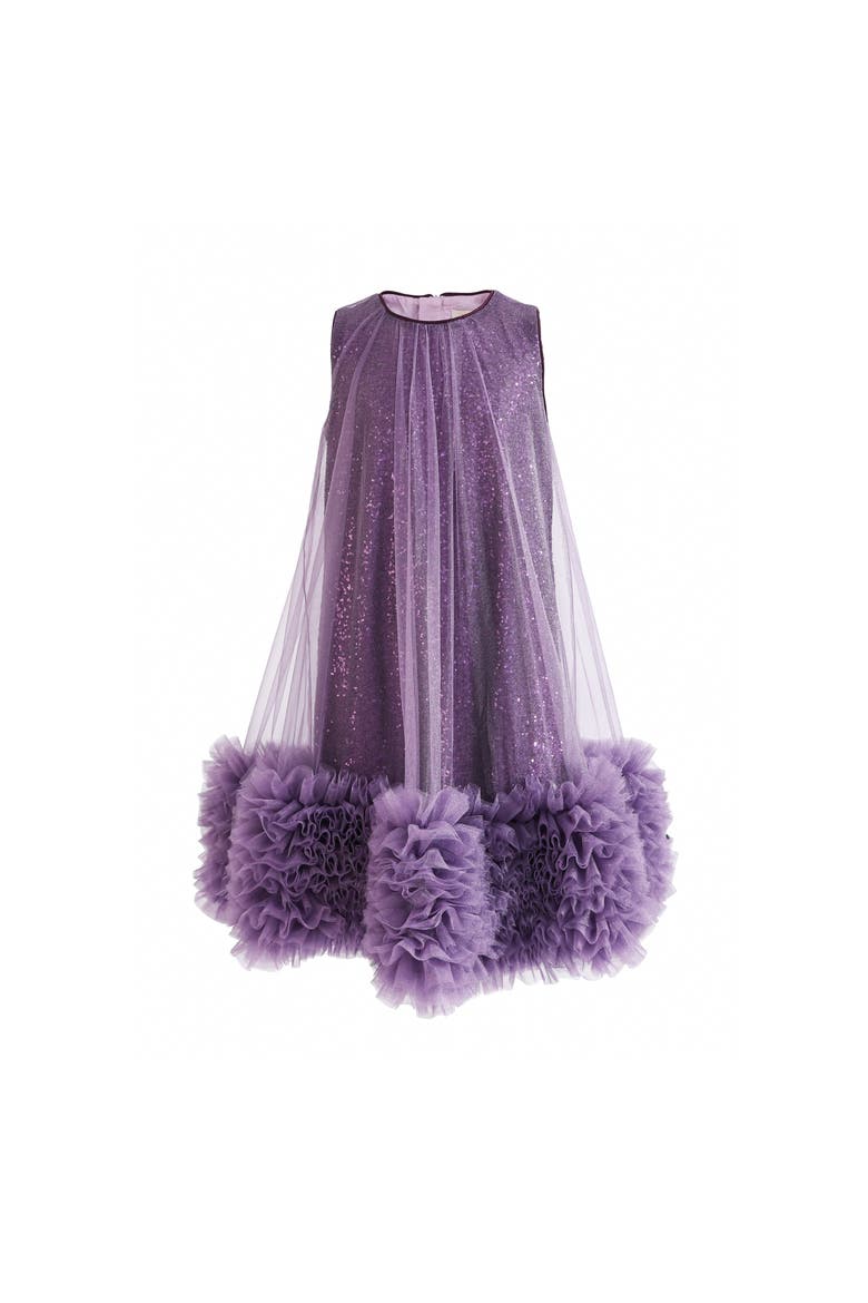 Serenata Glitter Tulle Dress, Main, color, Purple