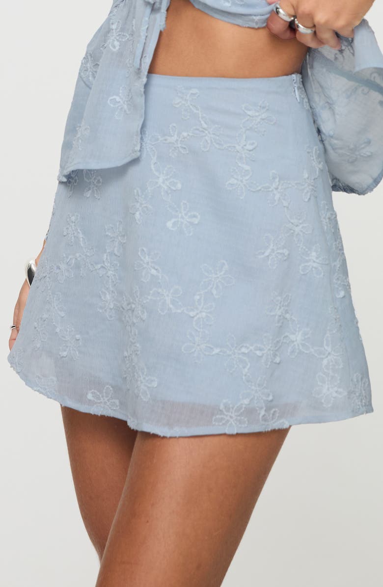 Princess Polly All My Friends Floral Embroidered Miniskirt, Alternate, color, Blue