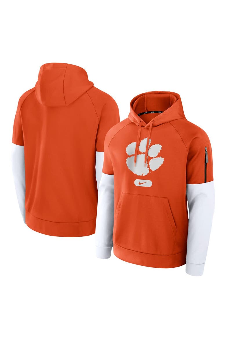 Men's Nike Orange Clemson Tigers Fitness Raglan Performance Pullover Hoodie, Alternate, color, Orange