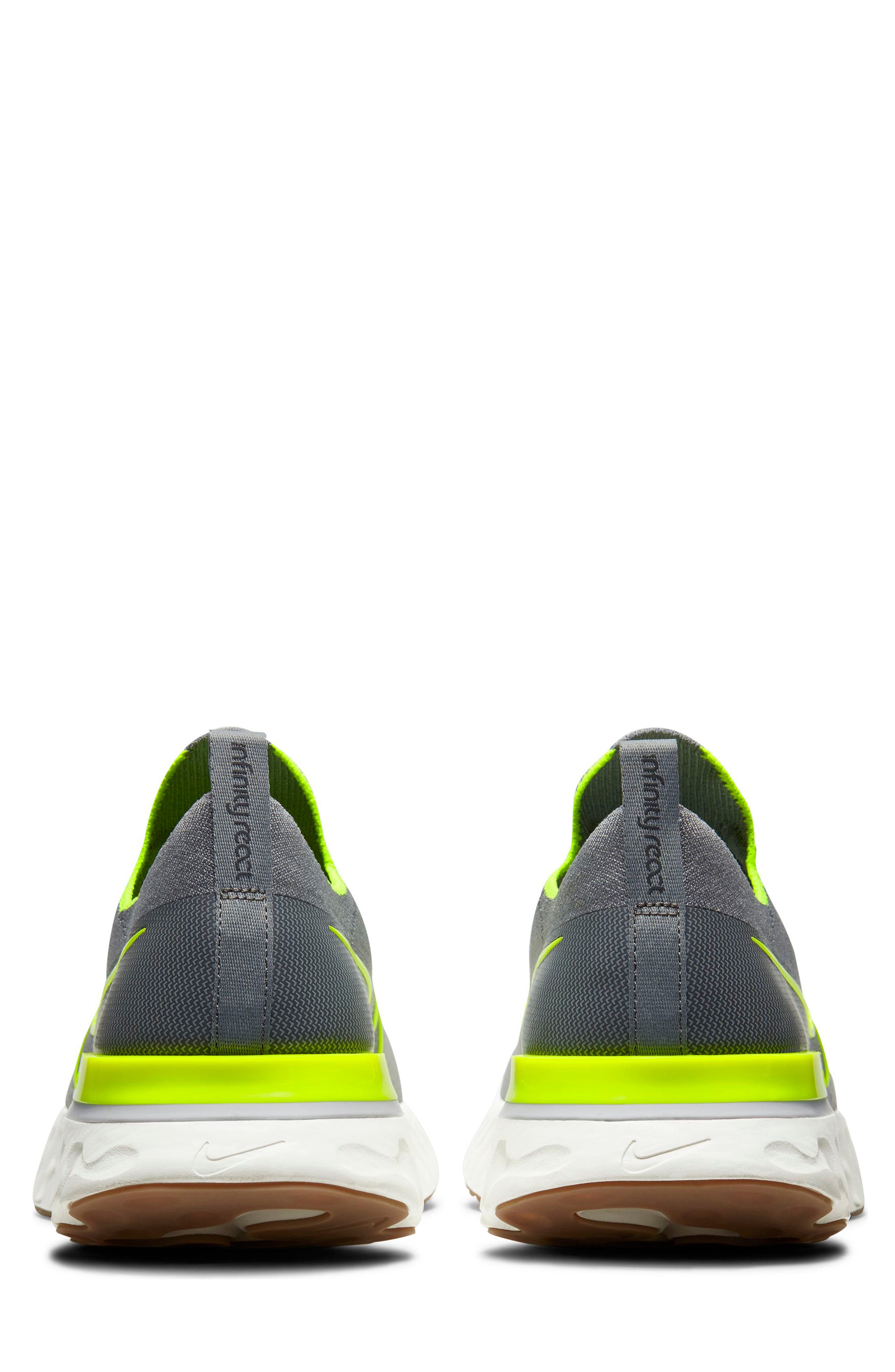 React Infinity Run Flyknit Running Shoe, Alternate, color, PARTICLE GREY/ VOLT/ GREY
