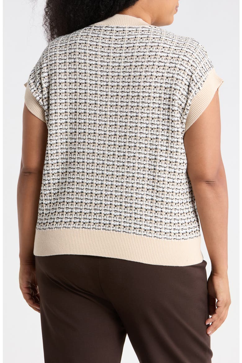 Crewneck Shell Sweater, Alternate, color, IVORY/ BLACK/ TAUPE COMBO